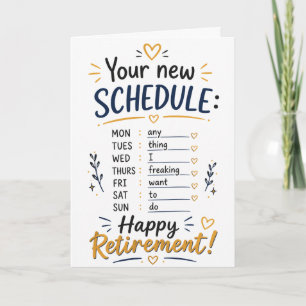 Carte Félicitations pour une retraite heureuse Calendrie