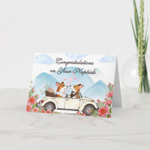 Carte Félicitations pour vos noces, corgis mariés 