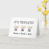 Carte Félicitations Pour Vos Triplets, Personnalisés (Fleur jaune)