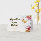 Carte Félicitations pour votre baptême ! (Fleur jaune)