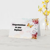 Carte Félicitations pour votre baptême ! (Fleur jaune)