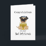 Carte Félicitations pour votre chien Bat mitzvah-Carlin<br><div class="desc">Ce mignon petit carlin est assis avec une menorah avec des bougies éclairées,  et portant une minuscule yarmulke. A l'intérieur est un joli verset que vous pouvez personnaliser.</div>