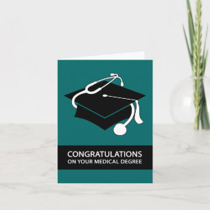 Carte félicitations pour votre diplôme médical : turquoi