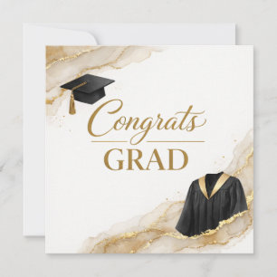 Carte Félicitations pour votre diplôme Noir Or