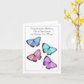 Carte Félicitations pour votre Divorce avec papillons (Fleur jaune)