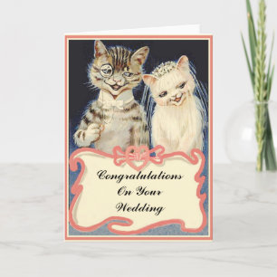 Carte Félicitations pour votre mariage chats vintage