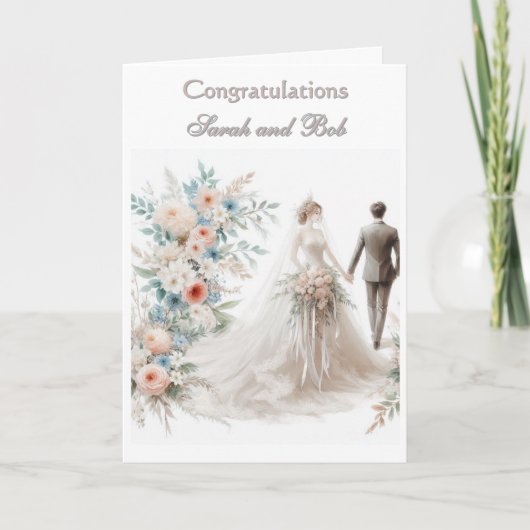 Carte Félicitations pour votre mariage mariée et marié (Devant)