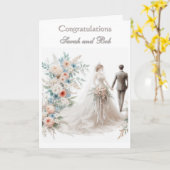 Carte Félicitations pour votre mariage mariée et marié (Fleur jaune)