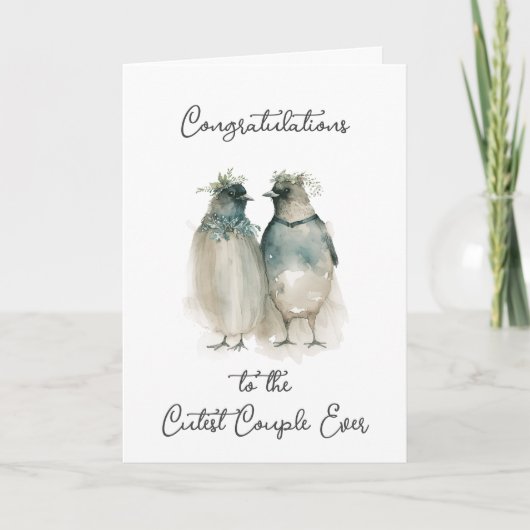 Carte Félicitations pour votre mariage | Pingouins migno (Devant)