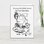 Carte Félicitations Pour Votre Nouveau Bébé Avec Jouets  (Devant)