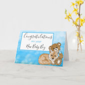 Carte Félicitations pour votre nouveau bébé garçon (Fleur jaune)