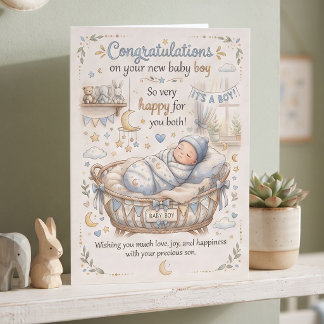 Carte Félicitations pour votre nouveau bébé garçon
