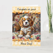 Carte Félicitations pour votre nouveau chien Cocker Span (Devant)