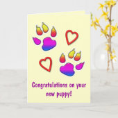 Carte Félicitations pour votre nouveau chiot (Fleur jaune)