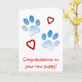 Carte Félicitations pour votre nouveau chiot (Fleur jaune)