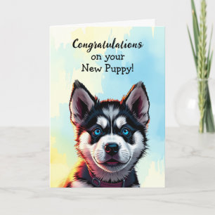 Carte Félicitations pour votre nouveau chiot Husky