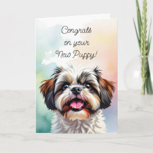 Carte Félicitations pour votre nouveau chiot Shih Tzu