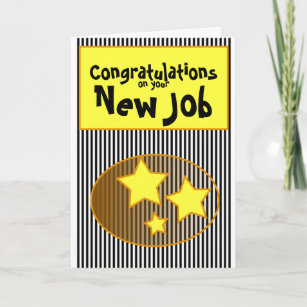 Carte Félicitations pour votre nouveau job stars & strip