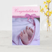 Carte Félicitations pour votre nouvelle petite fille (Fleur jaune)