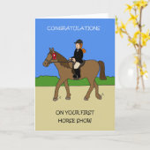 Carte Félicitations pour votre premier spectacle de chev (Fleur jaune)