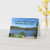 Carte Félicitations pour votre retraite, Bateaux, Lac (Fleur jaune)