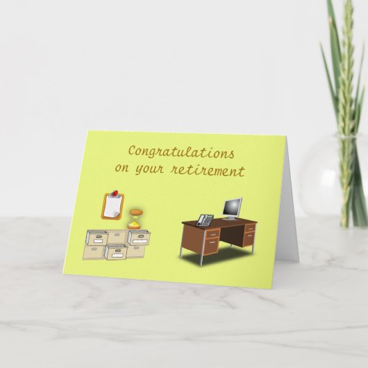 Carte Félicitations pour votre retraite Bureau de retrai (Devant)
