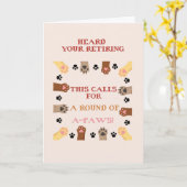 Carte Félicitations pour votre retraite, chien, chat, an (Fleur jaune)