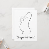 Carte Félicitations Pregnancy Line Art femme enceinte (Devant/Arrière en situation)