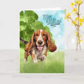 Carte Félicitations reBARKable Basset Hound Dog (Fleur jaune)