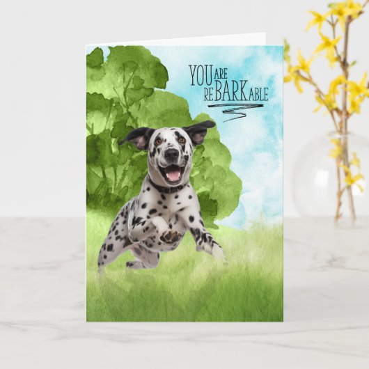 Carte Félicitations reBARKable Dalmatien (Fleur jaune)