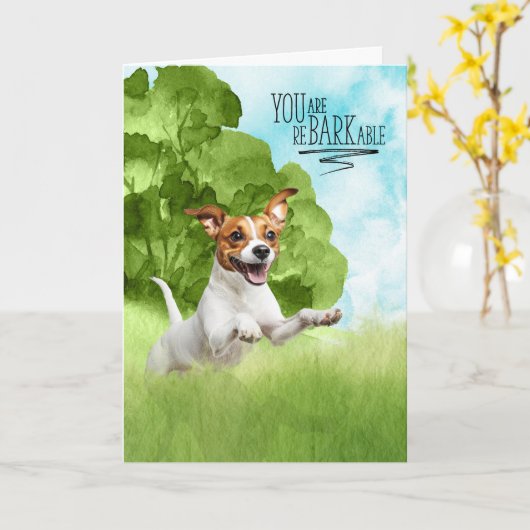 Carte Félicitations reBARKable Jack Russell Chien (Fleur jaune)