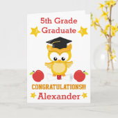 Carte Félicitations Rouge et Or 5e année (Fleur jaune)