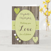 Carte Félicitations Rustic Wedding Day green (Fleur jaune)