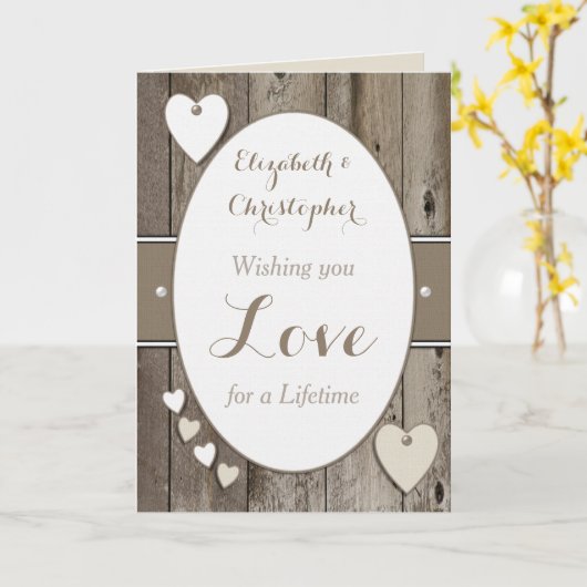 Carte Félicitations Rustic Wedding Day white (Fleur jaune)