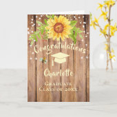 Carte Félicitations Rustique Graduation Florale (Fleur jaune)