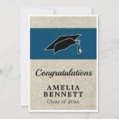 Carte Félicitations Rustiques Casquette diplômé (Devant)