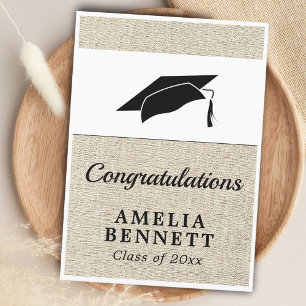 Carte Félicitations Rustiques Diplômé Casquette Remise d
