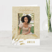 Carte Félicitations Rustiques Gold Foliage Graduate Phot (Devant)