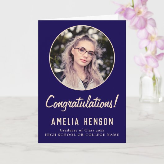 Carte Félicitations Simple Graduate Photo Graduation (Orchidée)