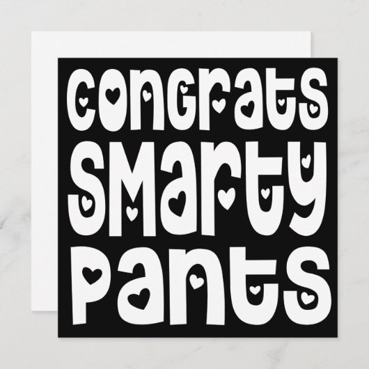 Carte Félicitations Smarty Pantalons Texte Coeurs Examen (Devant / Derrière)