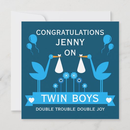 Carte Félicitations Stalk Delivery Twin Boy (Devant)
