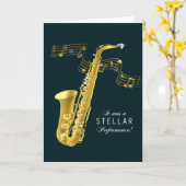 Carte Félicitations sur le saxophone de représentation (Fleur jaune)