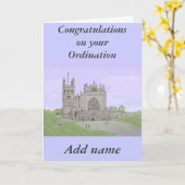 Carte Félicitations sur Ordination ajouter nom Cathédral (Fleur jaune)