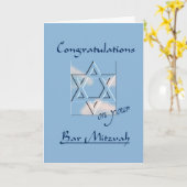 Carte Félicitations sur votre barre Mitzvah ! - Bleu (Fleur jaune)