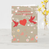 Carte Félicitations sur votre coeur de birds& du (Fleur jaune)