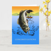 Carte Félicitations sur votre grand crochet, pêche (Fleur jaune)