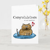 Carte Félicitations sur votre illustration de chat de (Fleur jaune)