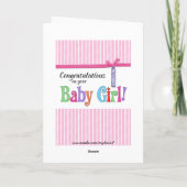 Carte félicitations sur votre nouveau bébé (Dos)