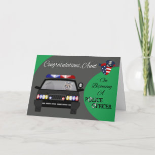 Carte Félicitations, tante, officier de police