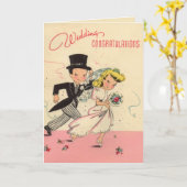 Carte Félicitations totalement rétros de mariage (Fleur jaune)